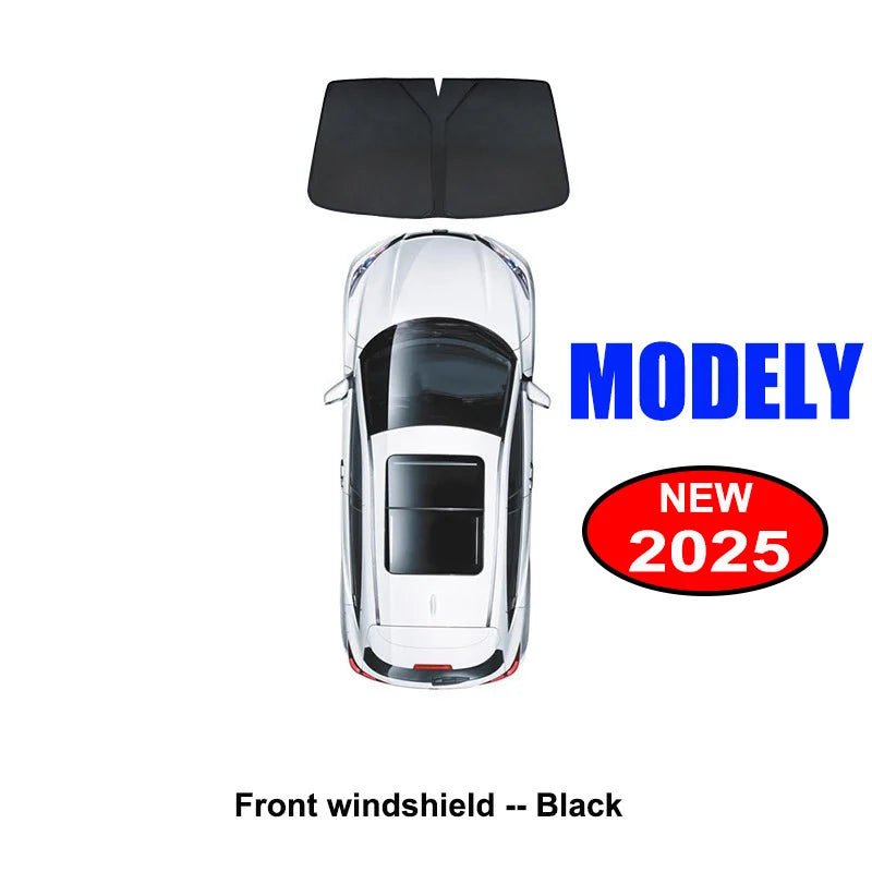 Blackout Sun Shades for Tesla Model Y 2020-2024 and Juniper 2025+, Windshield, Side Window and Full 8-Piece Privacy Sets