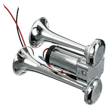 Dual trumpet air horn with wires