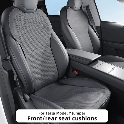 PU Leather Seat Cushions for Tesla Model Y Juniper and Model 3 Highland, Front or Rear Seat and Backrest Pads, Black or White