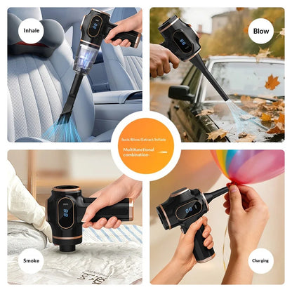 Wireless Handheld Car Vacuum, 3 in 1 Suction, Blowing and Air Extraction, Rechargeable USB-C, for Car Interiors and Home