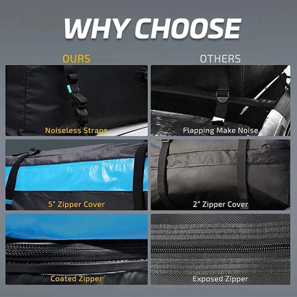 Rooftop Cargo Carrier Bag, 52 x 38 x 18 in Waterproof PVC Coated 420D or 600D Roof Bag for SUVs, Straps Not Included