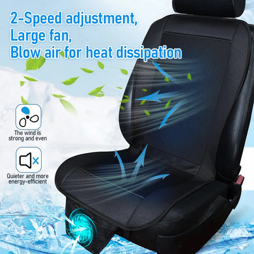 12V Cooling Car Seat Cushion with 8 Fans, 3D Mesh Ventilated Seat Pad for Front Seats, 2 Speeds, Plugs into Lighter Socket